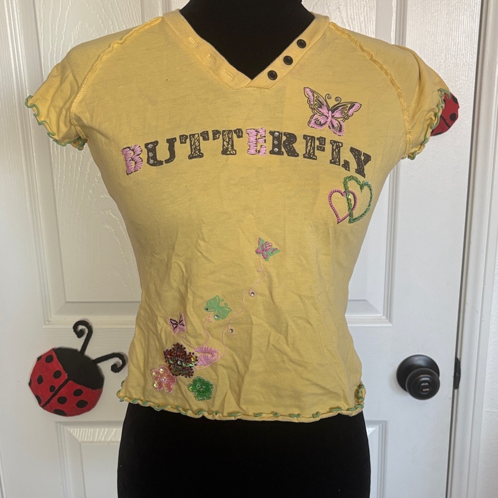 Yellow Butterfly Baby Graphic Tee
